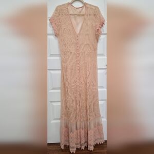 Blush/peach BOHO Lace Maxi Dress